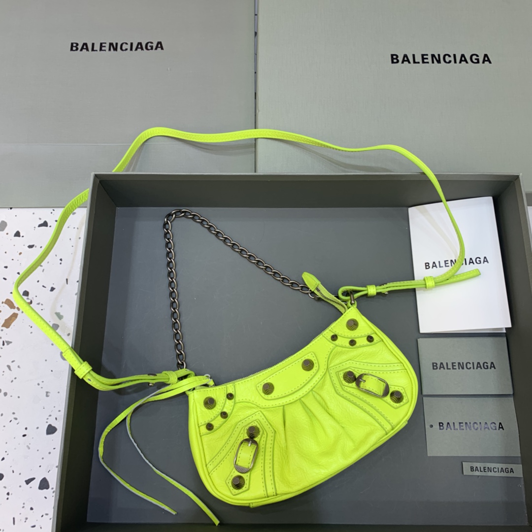 Balenciaga Le Cagole Mini Bag With Chain Shoulder Bag Lemon Yellow